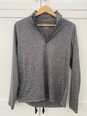 Quince Women's Heather Gray Half-Zip Pullover Lightweight Silky Soft Size Small